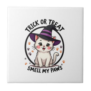 Lustiges Halloween-Katze-Shirt - Süßes oder Saures Fliese