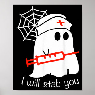 Lustiges Halloween-Kosten Ghost Boo Krankenschwest Poster
