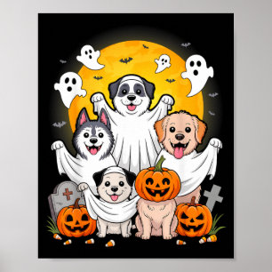 Lustiges Halloween-Kostüm für Hunde als Geister fü Poster