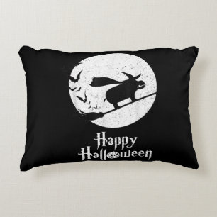 Lustiges Halloween-Kostüm Hexe Nilpferd Fan Gesche Dekokissen