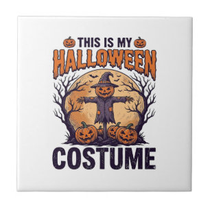Lustiges Halloween-Kostüm Kürbis-Hexen-Shirt-Desig Fliese
