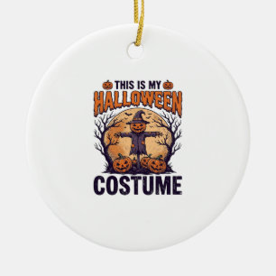 Lustiges Halloween-Kostüm Kürbis-Hexen-Shirt-Desig Keramik Ornament