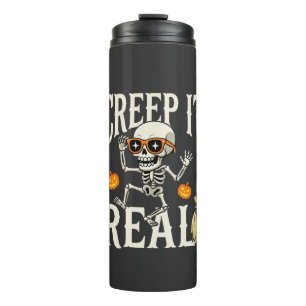 Lustiges Halloween-Kriech-Wirklich-Tanzendes-Skele Thermosbecher