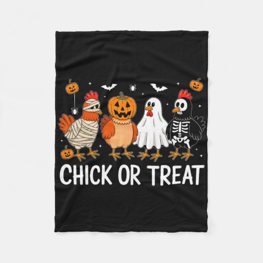 Lustiges Halloween-Kürbis-Huhn-Chick oder Treat Ch Fleecedecke (Vorderseite)