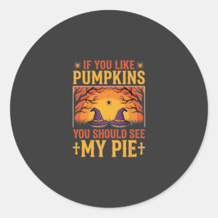 Lustiges Halloween-Kürbiskuchen-Hexen-Design_1 Runder Aufkleber