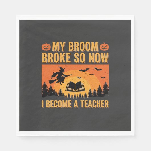 Lustiges Halloween-Lehrer-Besengin-Design (2) Serviette (Vorderseite)