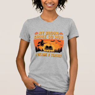 Lustiges Halloween-Lehrer-Besengin-Design (2) T-Shirt