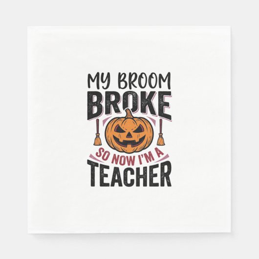 Lustiges Halloween-Lehrer-Besengin-Design_ Serviette (Vorderseite)