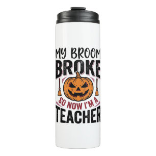Lustiges Halloween-Lehrer-Besengin-Design_ Thermosbecher