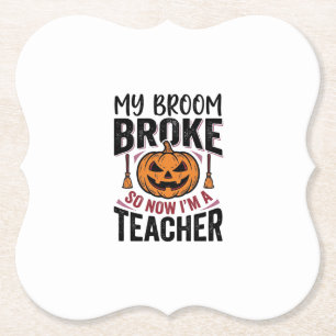 Lustiges Halloween-Lehrer-Besengin-Design_ Untersetzer
