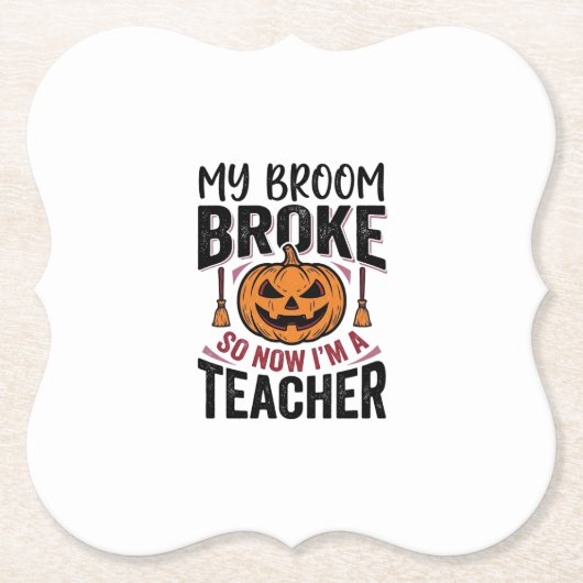 Lustiges Halloween-Lehrer-Besengin-Design_ Untersetzer (Vorderseite)