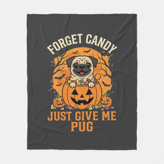 Lustiges Halloween-Mops-Süßigkeiten-Design_1 Fleecedecke (Vorderseite)