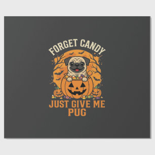 Lustiges Halloween-Mops-Süßigkeiten-Design_1 Geschenkpapier