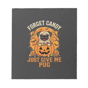 Lustiges Halloween-Mops-Süßigkeiten-Design_1 Notizblock