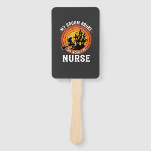 Lustiges Halloween-Nurse-Hexen-Besen-Kostüm-Grafik Fächer