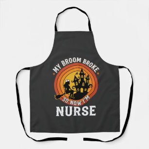 Lustiges Halloween-Nurse-Hexen-Besen-Kostüm-Grafik Schürze