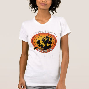 Lustiges Halloween-Nurse-Hexen-Besen-Kostüm-Grafik T-Shirt