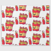 lustiges Halloween-Pommes-Monster Geschenkpapier (Flach)