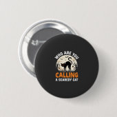 Lustiges Halloween schwarze Katze Angsthase Vektor Button (Vorne & Hinten)