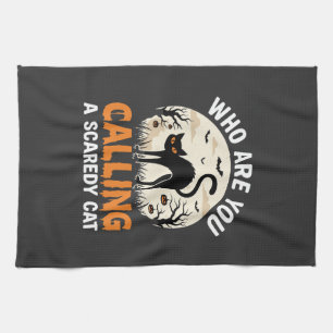 Lustiges Halloween schwarze Katze Angsthase Vektor Geschirrtuch