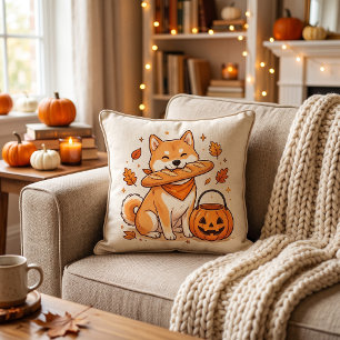 Lustiges Halloween-Shiba-Inu-Hund-Baguette-Brot-Ki Kissen