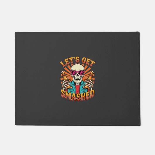 Lustiges Halloween-Skelett-Bier-Zerbrochen-Design_ Fußmatte (Vorderseite)