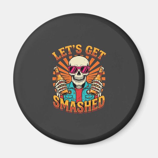 Lustiges Halloween-Skelett-Bier-Zerbrochen-Design_ Magnet (Vorne)