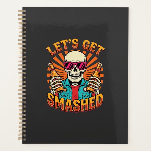 Lustiges Halloween-Skelett-Bier-Zerbrochen-Design_ Planer (Vorderseite)