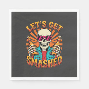 Lustiges Halloween-Skelett-Bier-Zerbrochen-Design_ Serviette