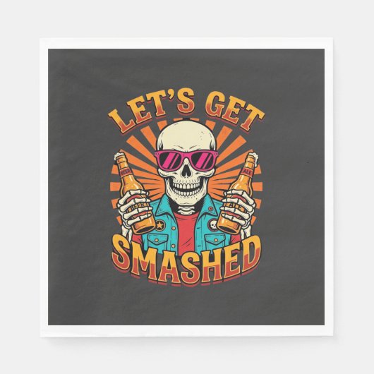 Lustiges Halloween-Skelett-Bier-Zerbrochen-Design_ Serviette (Vorderseite)