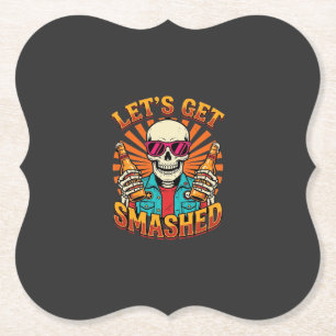 Lustiges Halloween-Skelett-Bier-Zerbrochen-Design_ Untersetzer