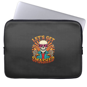 Lustiges Halloween-Skelett-Bier-Zerschmettertes-De Laptopschutzhülle