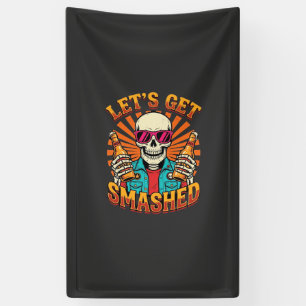 Lustiges Halloween-Skelett-Bier-Zerstörtes-Design_ Banner