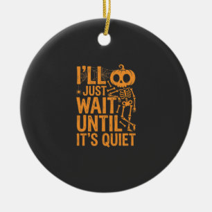 Lustiges Halloween-Skelett, das auf ruhiges Design Keramik Ornament