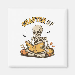 Lustiges Halloween-Skelett liest Buch 67 Memes _1 Magnet