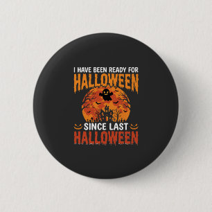 Lustiges Halloween Spukhaus Geist Mond Design Button