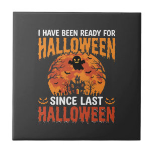 Lustiges Halloween Spukhaus Geist Mond Design Fliese