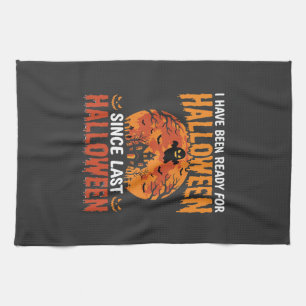 Lustiges Halloween Spukhaus Geist Mond Design Geschirrtuch