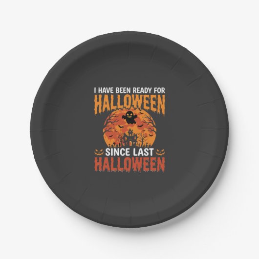 Lustiges Halloween Spukhaus Geist Mond Design Pappteller (Vorderseite)
