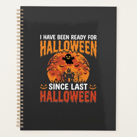 Lustiges Halloween Spukhaus Geist Mond Design Planer (Vorderseite)