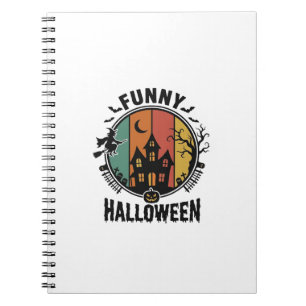 Lustiges Halloween Spukhaus Vintage Vektor Design Notizblock