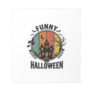 Lustiges Halloween Spukhaus Vintage Vektor Design Notizblock