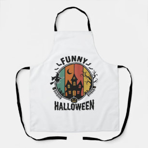 Lustiges Halloween Spukhaus Vintage Vektor Design Schürze