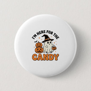 Lustiges Halloween Süßigkeiten Geist Kürbis Vintag Button