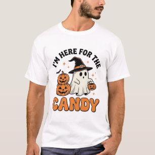 Lustiges Halloween-Süßigkeiten-Geist-Kürbis-Vintag T-Shirt