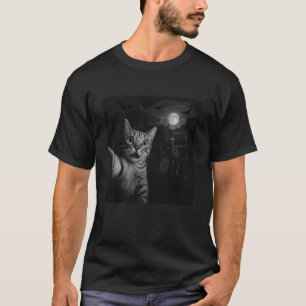 Lustiges Halloween Überraschte Erschrockene Katze T-Shirt