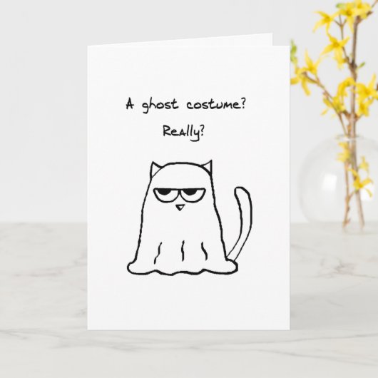 Lustiges Halloween - verärgerte Katze in einem Karte (Gelbe Blume)