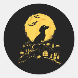 Lustiges Halloween-Wursthund-T-Shirt1 Runder Aufkleber