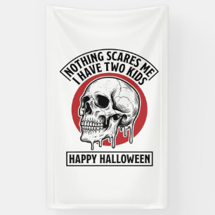 Lustiges Halloween Zwei Kinder Schädel T-Shirt Des Banner
