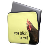 Lustiges Haltungs-Huhn Laptopschutzhülle (Vorderseite Links)